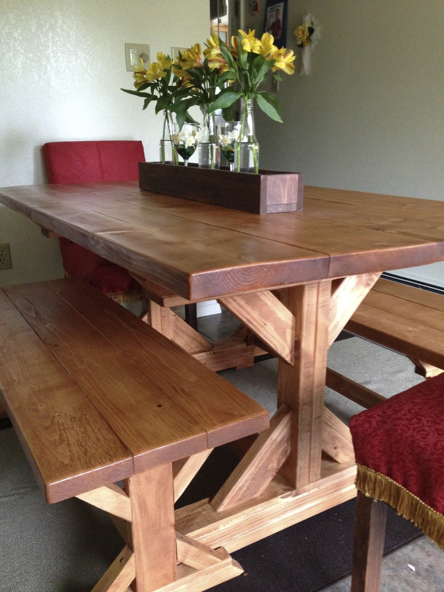 Ana White Fancy X Farmhouse Table and Benches - DIY Projects