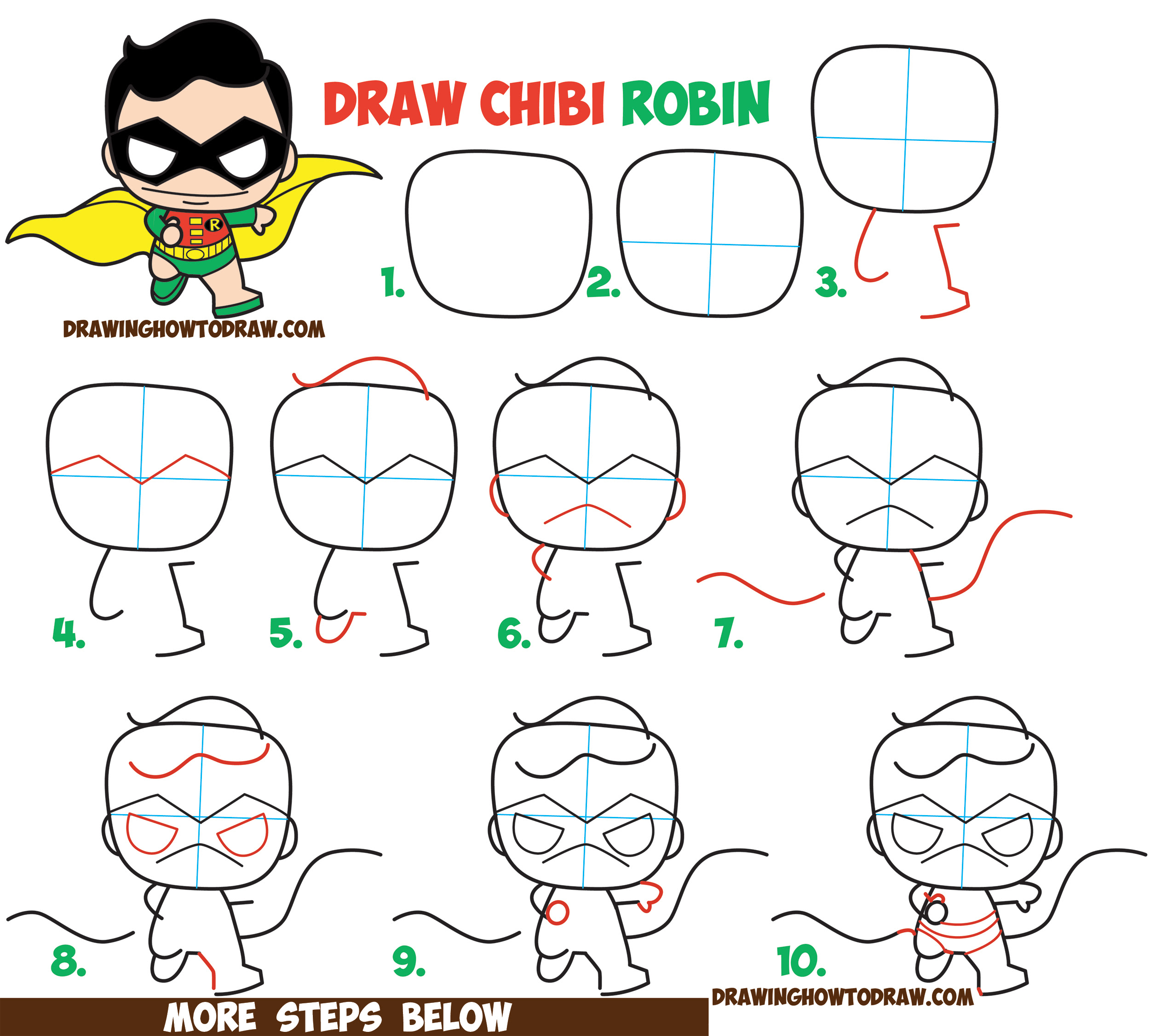 How to Draw Cute / Kawaii / Chibi Robin from DC Comics ...