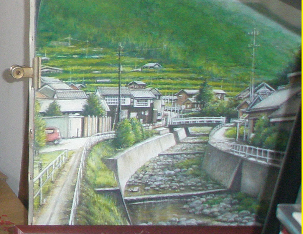 アクリル水彩画 田舎の風景 その サダログ 落書き日記