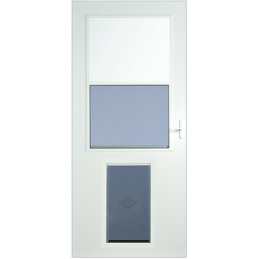 Door XL White High-View Tempered Glass Standard Half Screen Storm Door ...