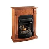 ProCom Compact Vent-Free Dual Fuel Fireplace with Corner Conversion Kit - 20,000 BTU, Medium Oak Veneer, Model# EDP200T2-MO
