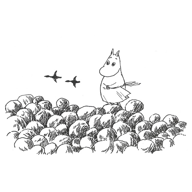 Moomin モノクロミニポスター ムーミンママと鳥