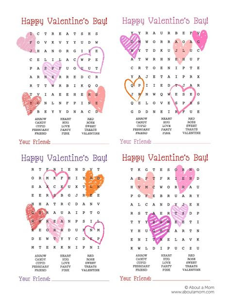  word search printable valentines about a mom
