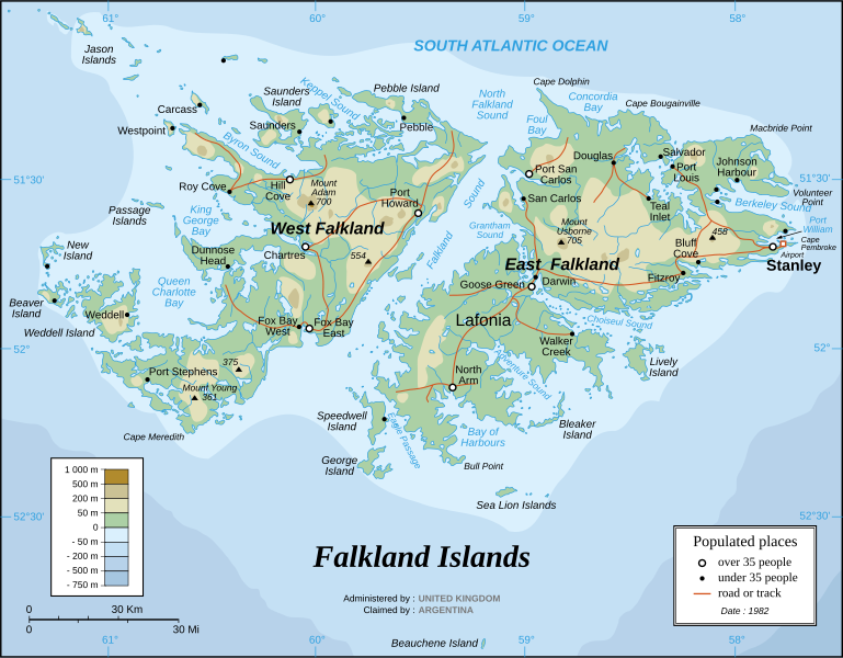 Large Map The Falkland Islands 
