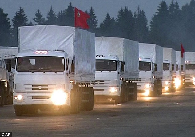 Concerns: Ukraine said it would prevent the vehicles passing through a 60-mile stretch of rebel-held border because they had not been certified by the Red Cross