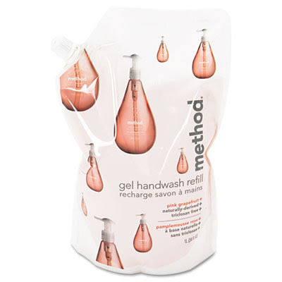 Gel Hand Wash Refill, 34 Oz, Pink Grapefruit Scent, Plastic Pouch