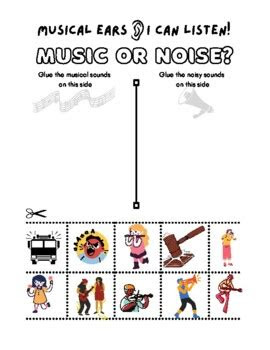  music or noise cut and paste kindergarten music worksheet by mixmakemusic