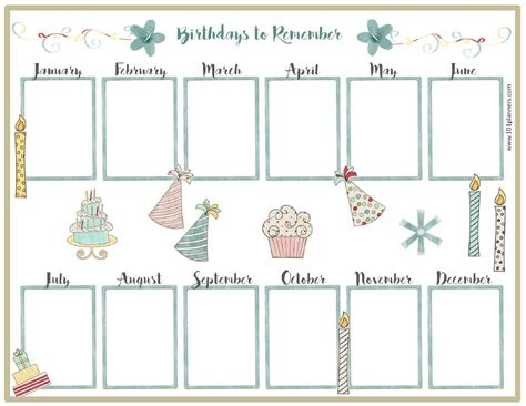  free birthday calendar