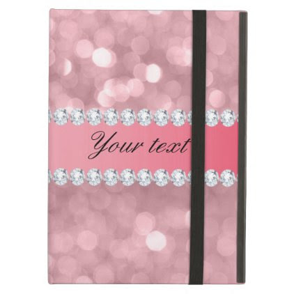 Pink Glitter Bokeh and Diamonds Personalized Cover For iPad Air