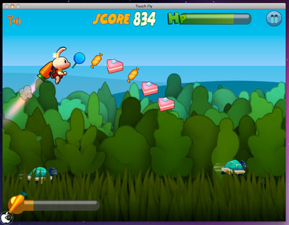 空飛ぶウサギを操作するmac用横スクロールアクションゲームアプリ Touch Fly を試す Mac App Store Macお宝鑑定団 Blog 羅針盤