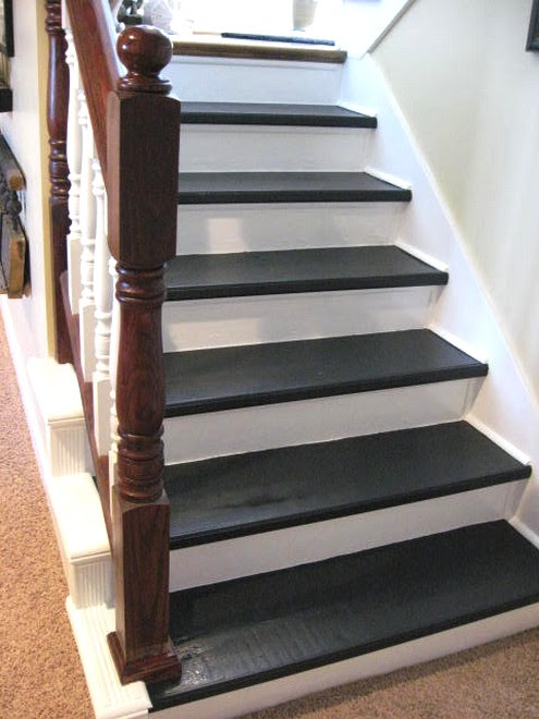 The Down & Dirty on the Stair Project - Southern Hospitality removing carpet and painting stairs