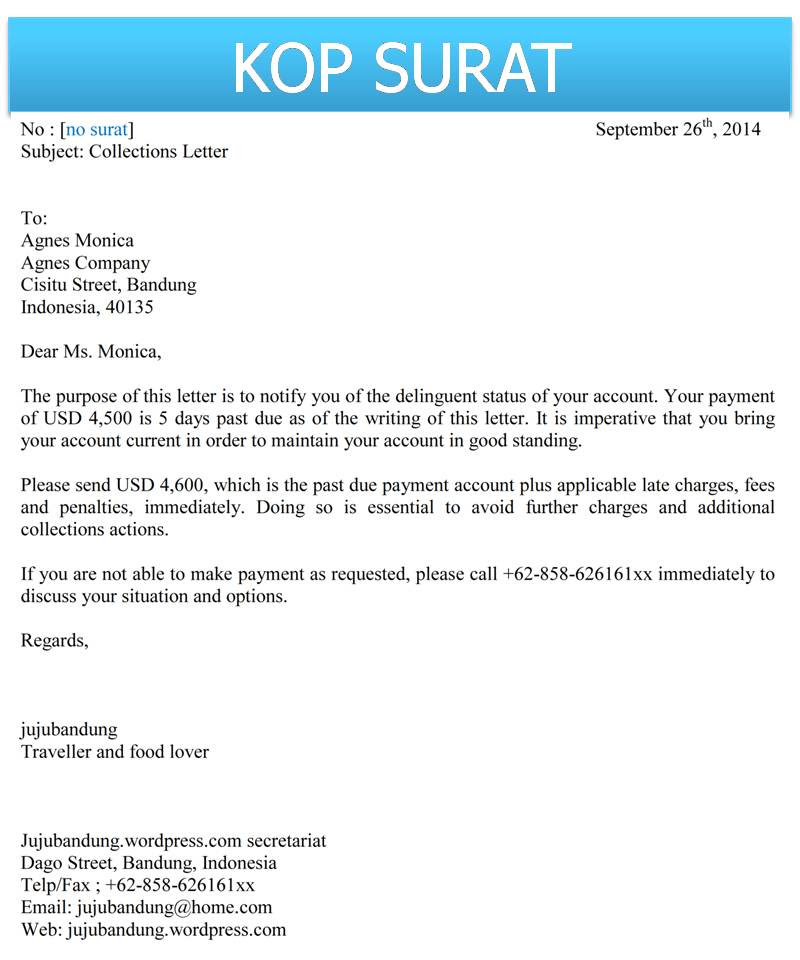 Contoh Surat Tagihan Bahasa Inggris  jujubandung