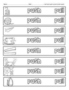 It is perfect for to include in a force and motion lesson for your kindergarten, first grade, or second grade students. push or pull kindergarten science activities physical science