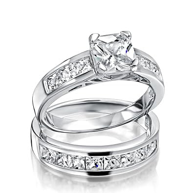 Silver wedding rings sets uk