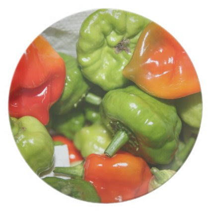 Multicolored hot pepper pile image dinner plate