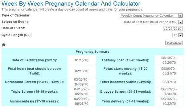Free Printable Pregnancy Calendar Follow Your Pregnancy
