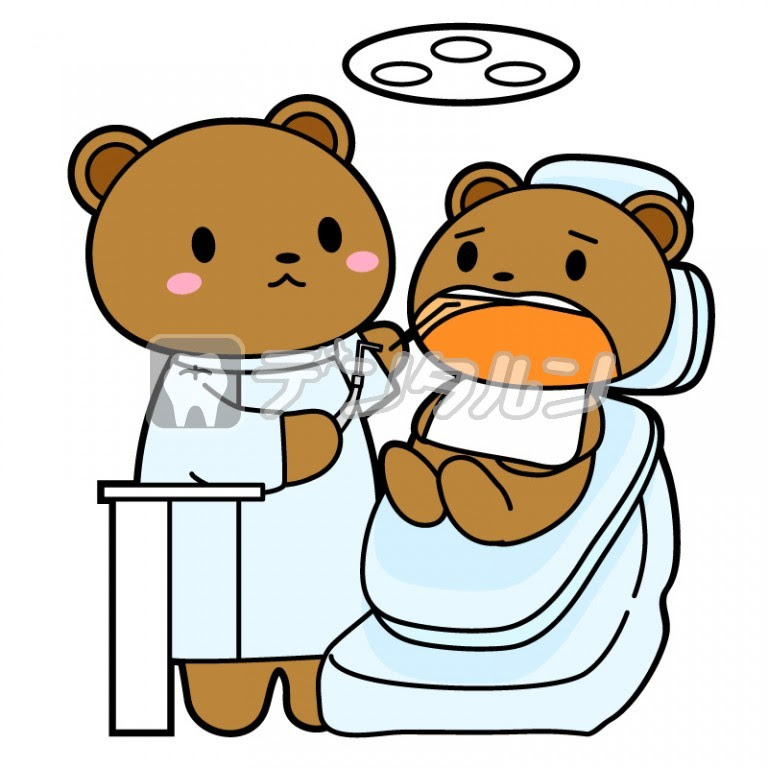 診察する熊先生と熊の子供 動物 治療 Byきなこ杏 歯科関連の無料素材 デンタルン