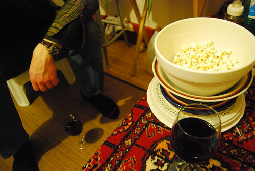 Popcorn and wine