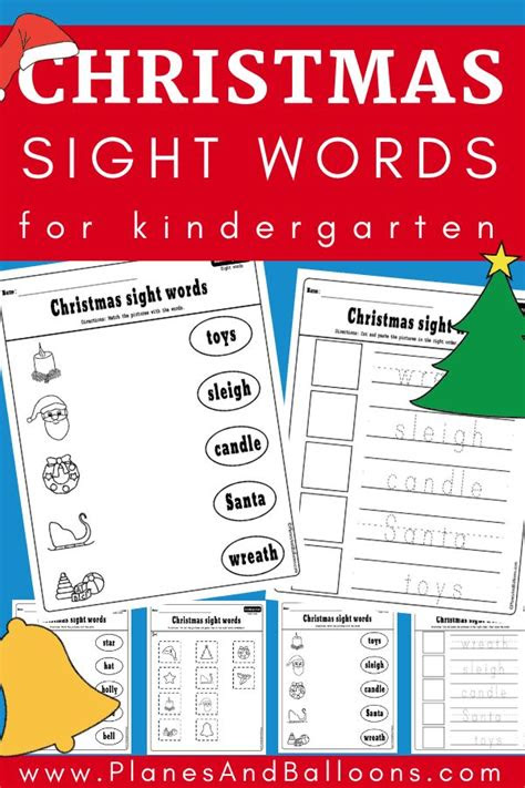 christmas sight words worksheets free printable pdf kindergarten