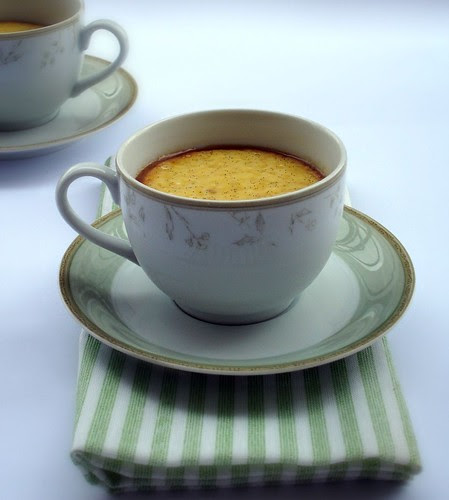 Crème caramel in tea cups