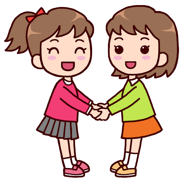 仲良し カラー 女の子の無料イラスト 子ども 幼児 人物素材
