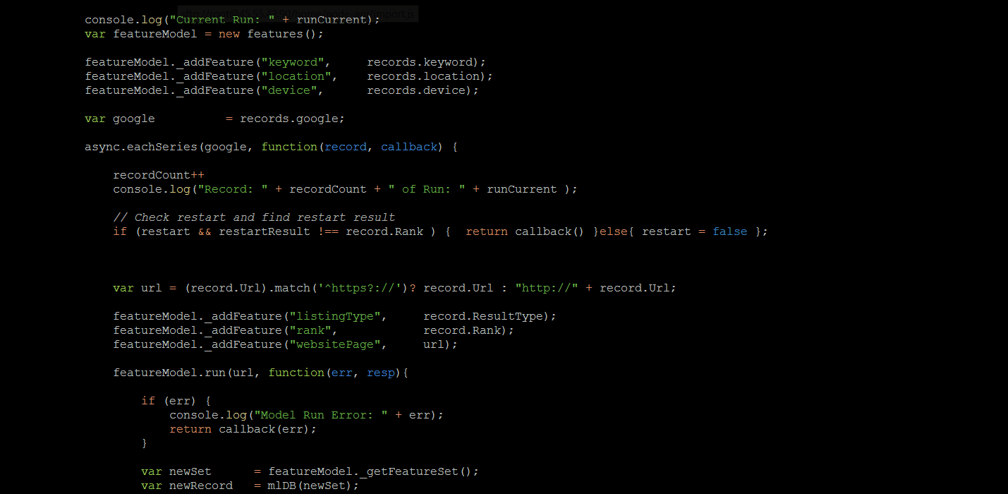 Node.js Code For Data Collection