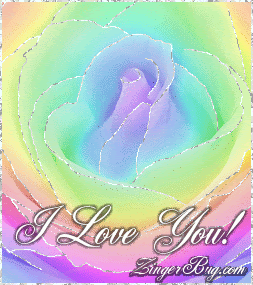 Love You Rainbow Rose Glitter Graphic, Greeting, Comment, Meme or 