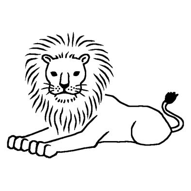 ライオン2 動物 無料 白黒イラスト素材