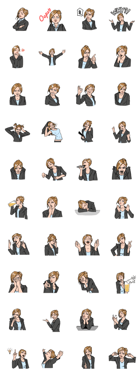 アメコミ風イラスト働く女子 Lineクリエイターズスタンプ Lineで使えるスタンプを紹介 スタンプひろば