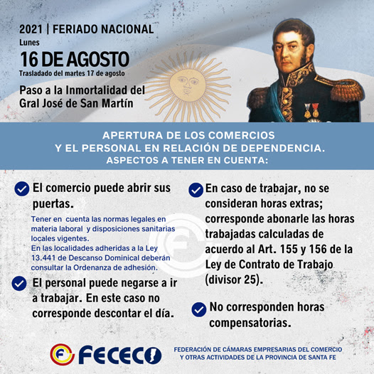 Sobre el feriado del 17 de agosto  CICA