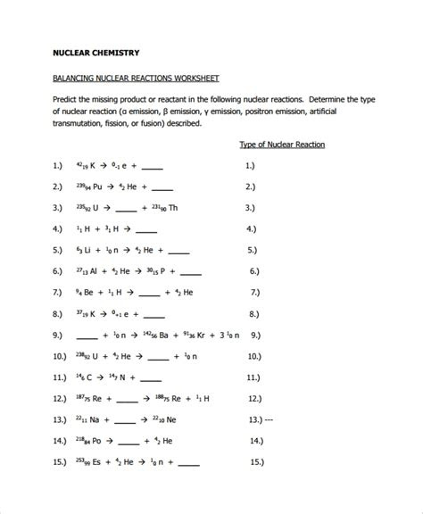Gizmo nuclear decay answer key softys. Sample Balancing Equations Worksheet Templates - 9+ Free