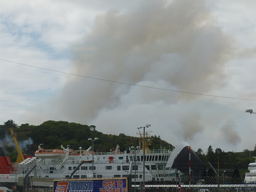 Plume of smoke from Castle Grounds fire, 14 June