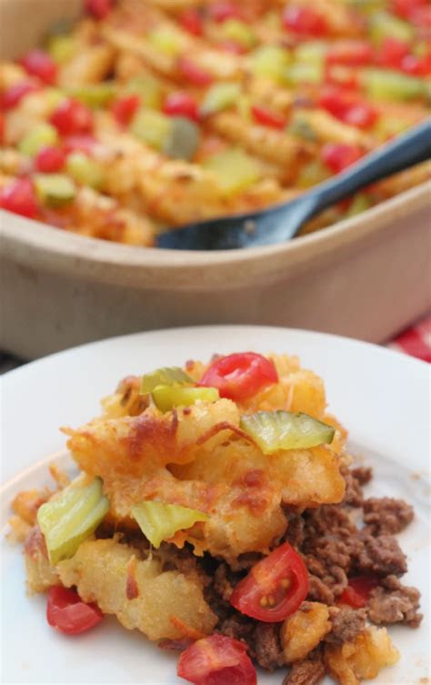 Carefully add frozen french fries to form a single . Cheeseburger Casserole Recipe