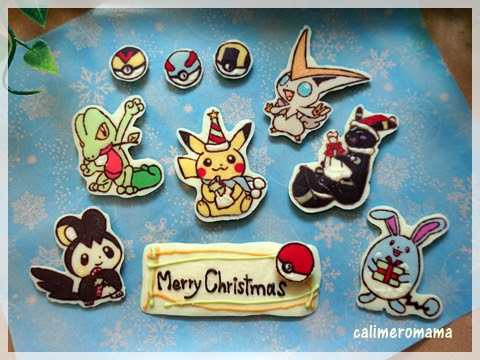 カリメロのみんなキャラ弁 クリスマスケーキ15 ポケモンのキャラチョコケーキ