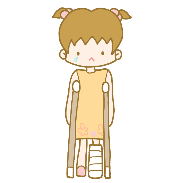 足を骨折した女の子のイラスト かわいいフリー素材が無料のイラストレイン