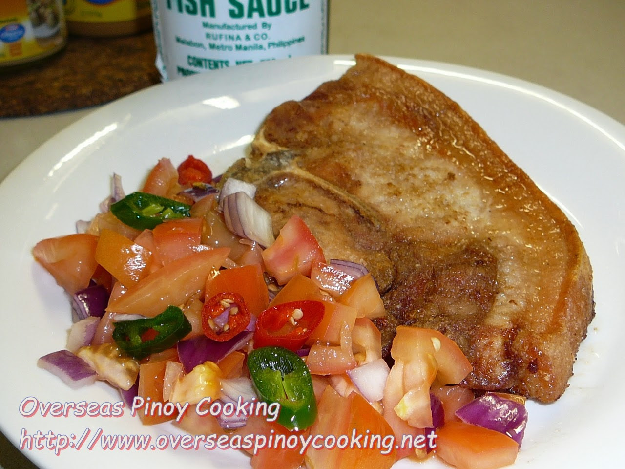 Fried Pork Chop with Tomato Onion Chili Relish