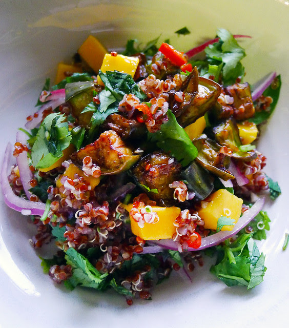 quinoa, mango, and eggplant salad