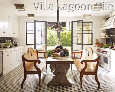 Elle Decor black and white checked tile floor