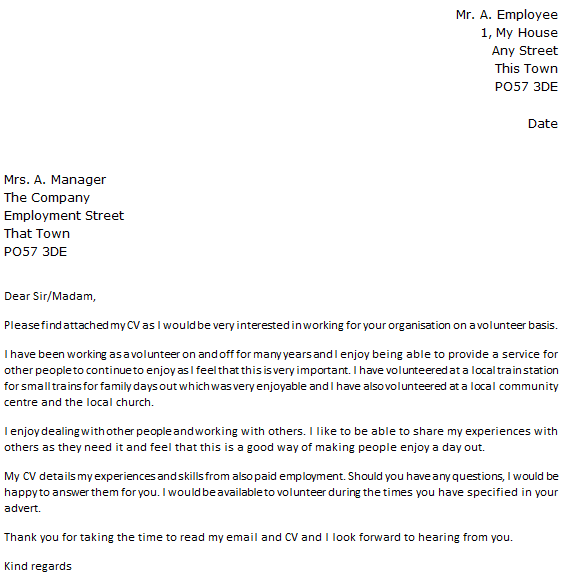 Sample Email Message Volunteer Position Icover Org Uk