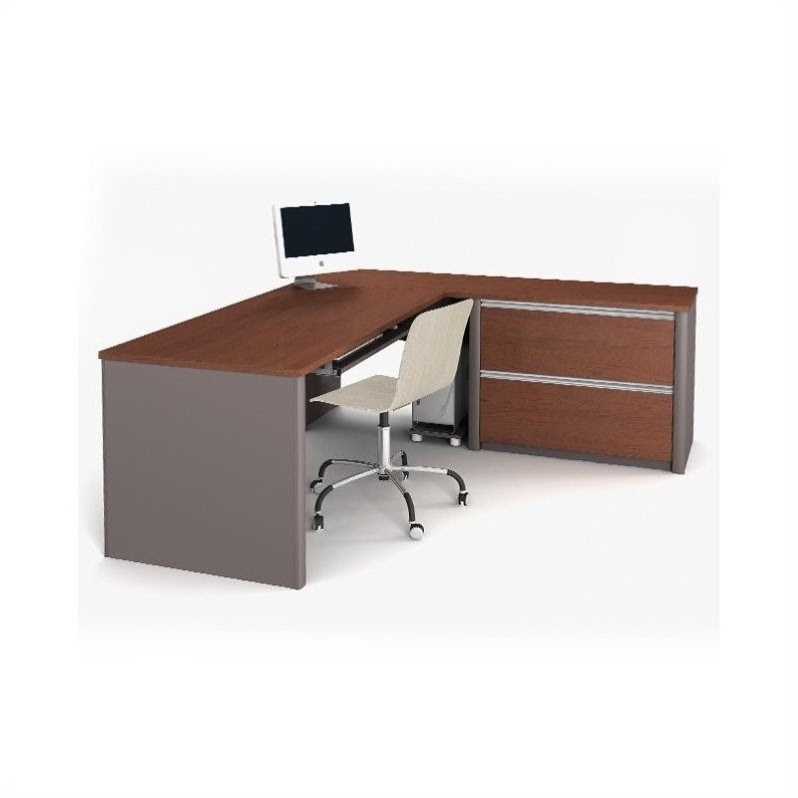 glass l shaped desk Connexion Lshaped Pedestal Desk in Slate | 800 x 800