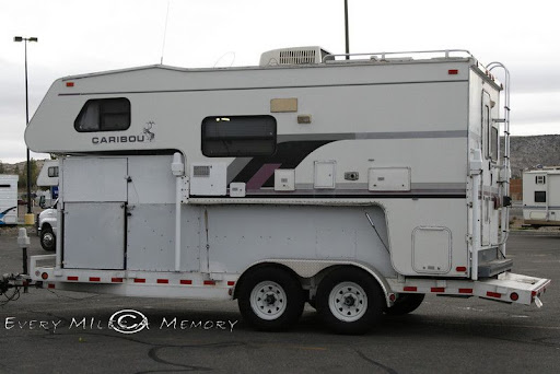 Truck Bed Camper On Flatbed Trailer