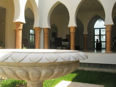 Hand Carved Architectural Stone Columns and Fountain
