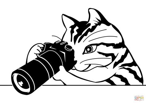 cat   photo camera coloring page  printable