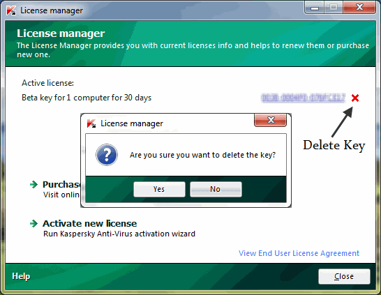 deleting kaspersky key