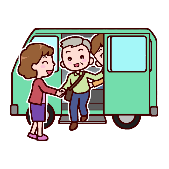 送迎3 カラー デイサービス 通所介護1 介護 医療 無料イラスト素材