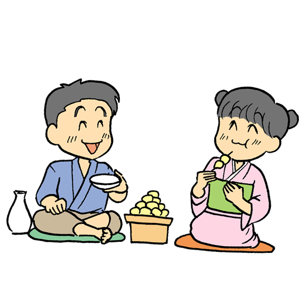 2人で月見のイラスト かわいいフリー素材が無料のイラストレイン