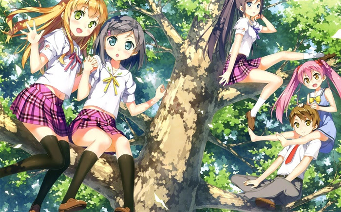 ツリーでかわいいアニメの女の子 Hdの壁紙 日本製アニメ 壁紙