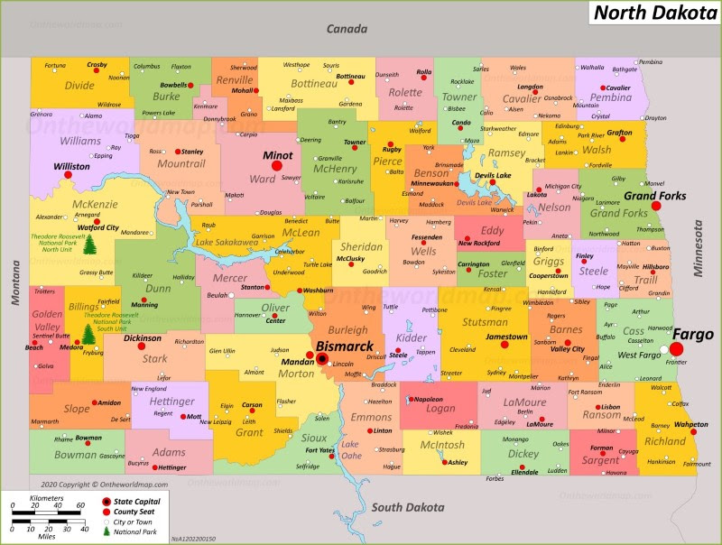 Cities In North Dakota Map North Dakota State Maps | USA | Maps of North Dakota (ND)