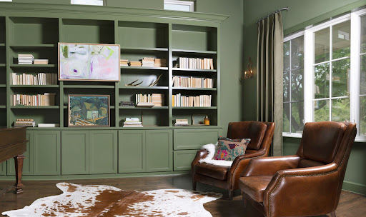 Green Built In Bookshelves