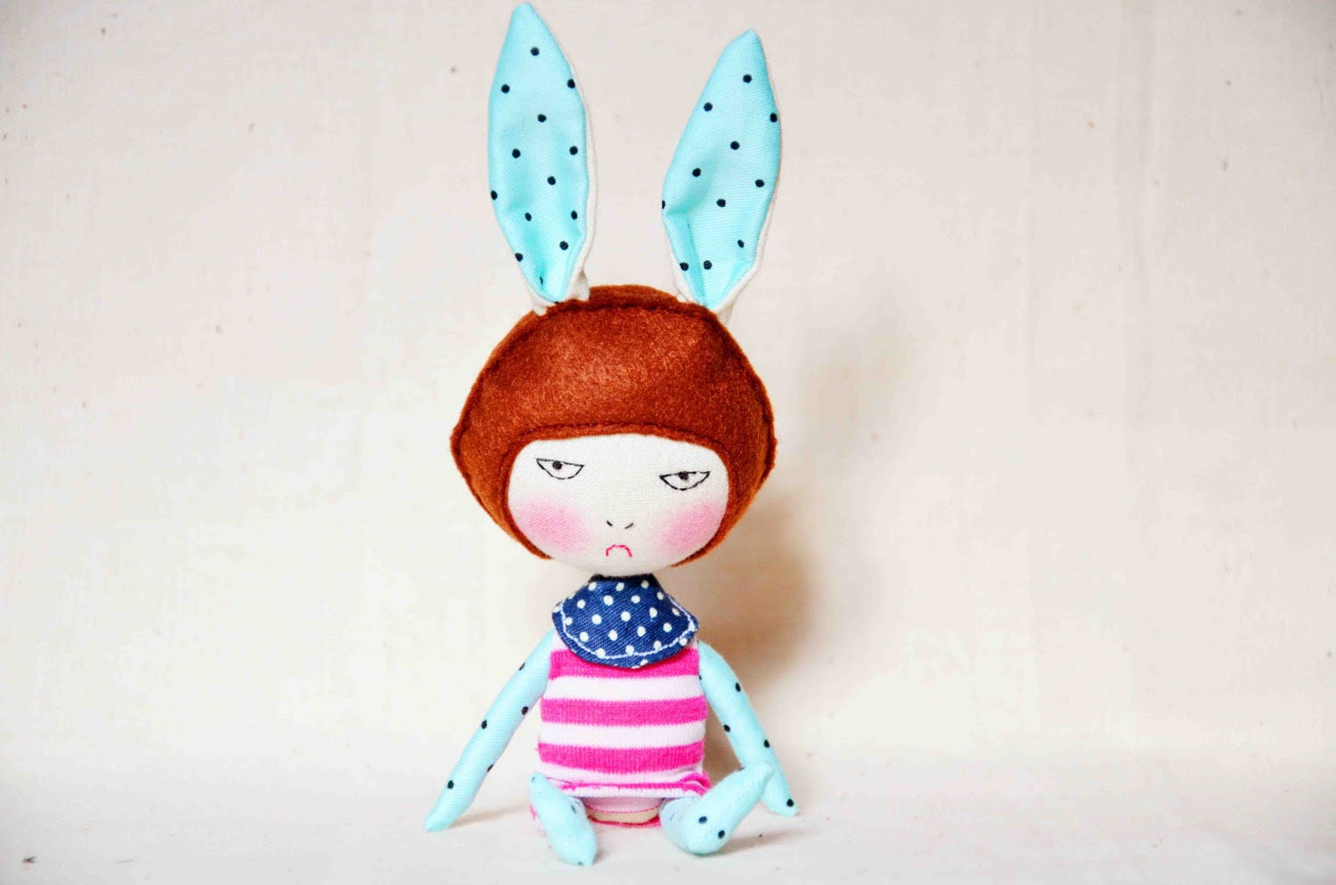 Bunny head handmade doll ANGRY GIRL 2